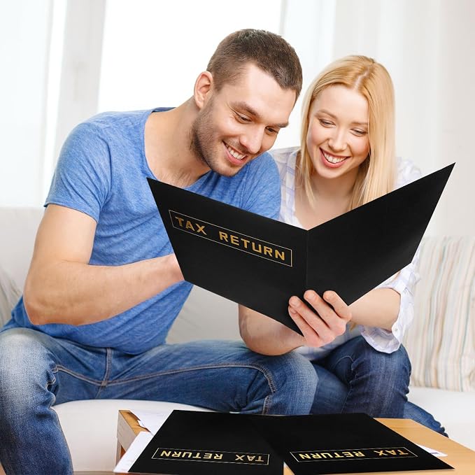 Kosiz 200 Pcs Tax Return Folders Bulk 9 x 12 Inch 2 Pocket Gold Foil Stamped - Image 6