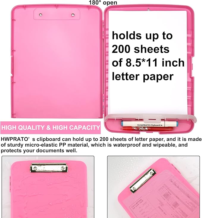 HWPRATO Clipboards with Compartment Clipboard Organizer Plastic Foldable File - Image 3
