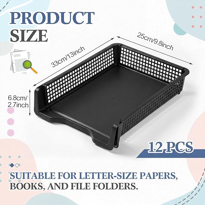 Geetery Set of 12 Turn in Trays Classroom Plastic Trays - Image 2