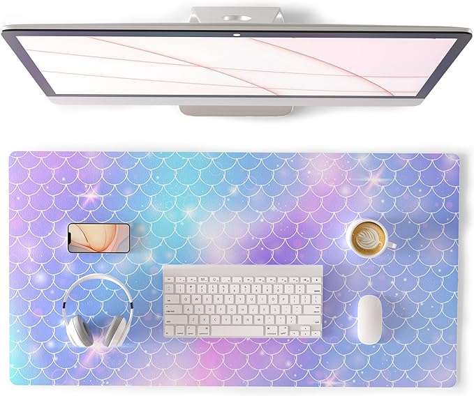 QiyI Large Desk Pad, Colorful Mouse Pad Desktop Decor, Waterproof PU Leather by QIYI