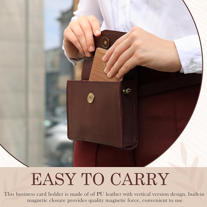 Outus 2 Pieces Business Card Holder, PU Leather Business Card Case Pocket Wallet - Image 5