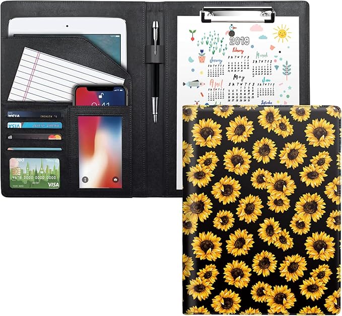 Portfolio Case for Women, Cute Padfolio Cover Folder, Conference/Resume/Legal by WAVEYU