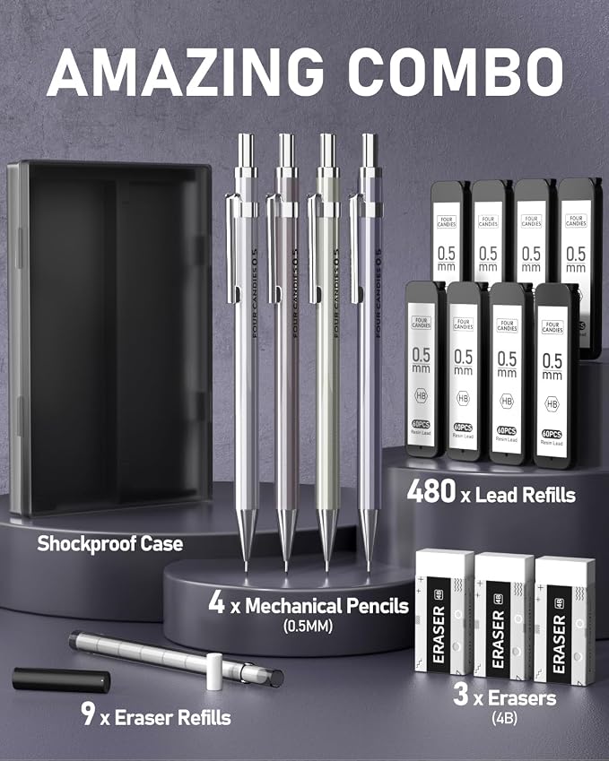 Four Candies 4PCS Metal Mechanical Pencil Set - Image 6