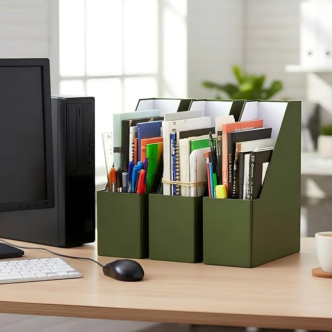 Gueevin Set of 6 Magazine File Holders, Sturdy Cardboard Desk Magazine Organizer - Image 5