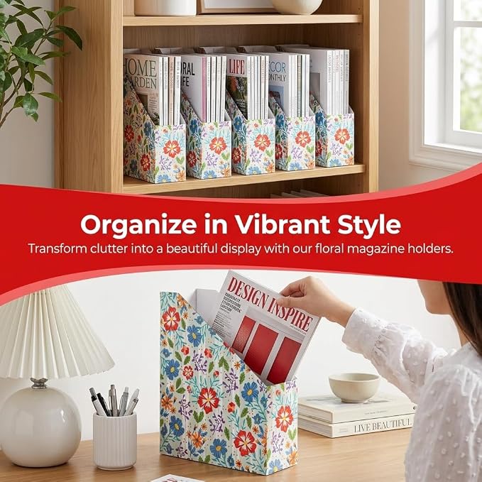 WRINGKIT 20 Pack Cardboard Magazine File Holder, Foldable Magazine Organizer Box - Image 5