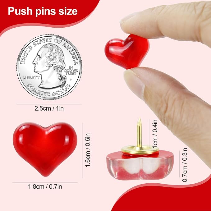 50 Pack Clear Love Decorative Push Pins, Thumb Tacks - Image 3