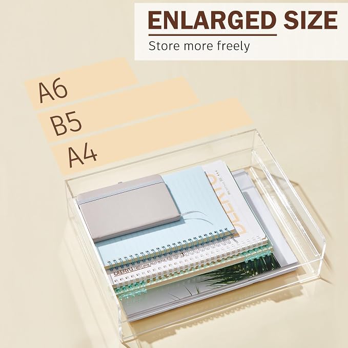 Harloon 4 Tier Acrylic Paper Tray Organizer, Heavy Duty Stackable Clear - Image 4