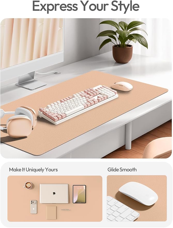 YSAGi Leather Desk Protector, Office Mat, Large Mouse Pad, Non-Slip PU Leather - Image 2