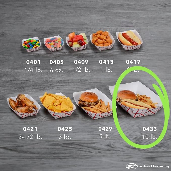 Southern Champion Tray 0433 #1000 Southland Paperboard Red Check Food Tray - Image 6