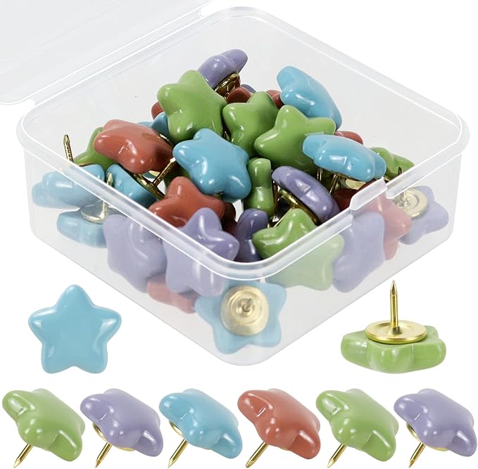 40 Pack Cream Star Decorative Push Pins, Thumb Tacks by Koqye