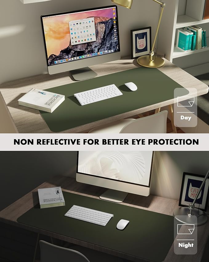 YSAGi Double-Sided Desk Pad, 35.4"x17" Leather Desk Mat, Eco Cork Desk Pad - Image 6