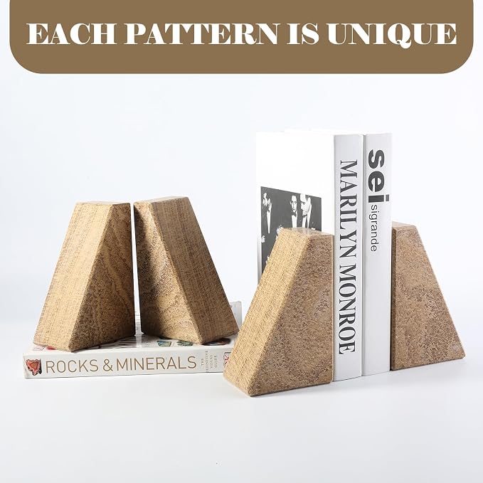 Karibiber Marble Bookends for Heavy Books, Decorative Book Ends for Shelves - Image 3