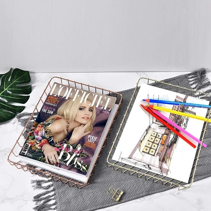 Rose Gold File Organizer for Desk Letter Size Desk Paper Organizer Trays Large - Image 4