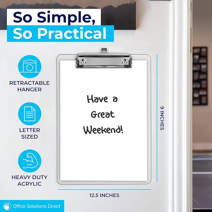 Plastic Clipboards Transparent Clipboard Strong 12.5 x 9 Inch | Holds 100 - Image 2