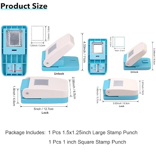 2 Pcs Stamp Punch, 1.5X1.25 Inch Large Rectangle Stamp Punches & 1 Inch Square - Image 4
