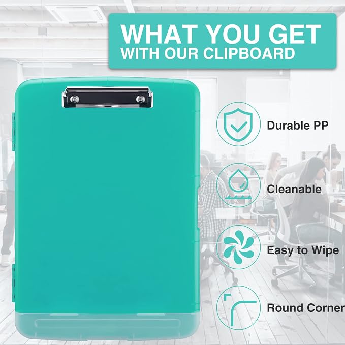 Sooez Clipboard with Storage, Clip Board 8.5 x 11 with Pen Holder, Plastic - Image 4