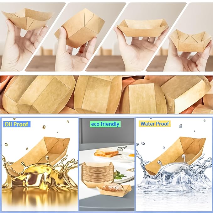 120 Pack 1/2Lb Paper Food Boat Trays Disposable Small Paper Boats Plates - Image 8