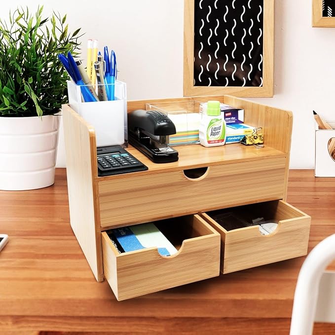 Sorbus Bamboo Desk Organizer - Image 2