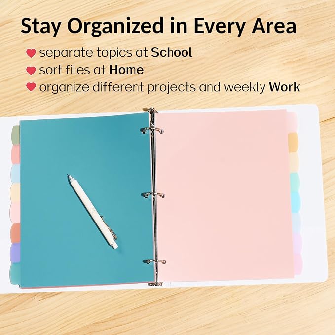 Sooez 8 Tabs Long-Lasting Plastic Write & Erase Large Tabs Dividers - Image 6