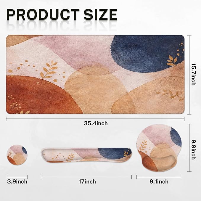 Britimes Abstract Boho Keyboard Mouse Pad Set 4in1 Large Mousepad+Keyboard - Image 2