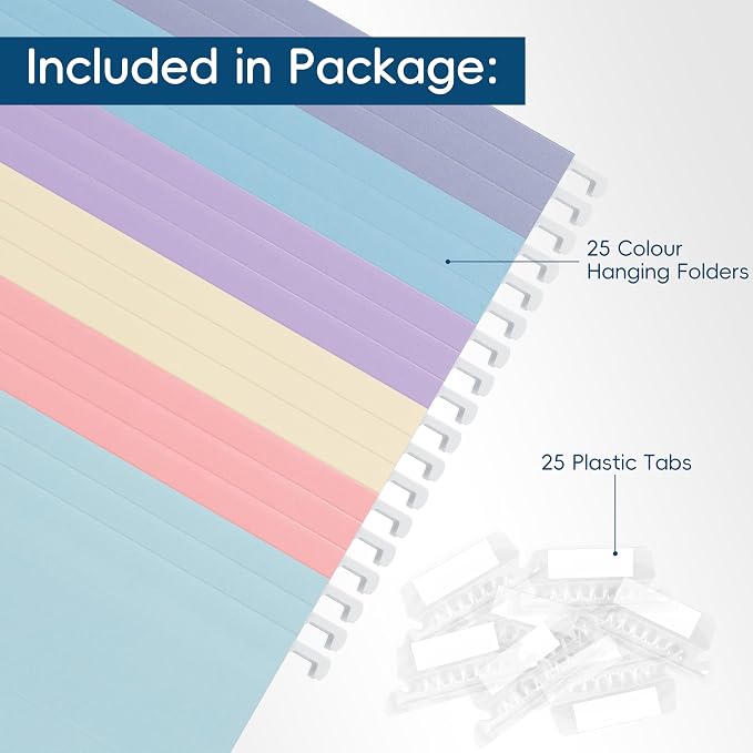 Light Blue Hanging File Folders, 25 Pack Letter Size File Folders - Image 2