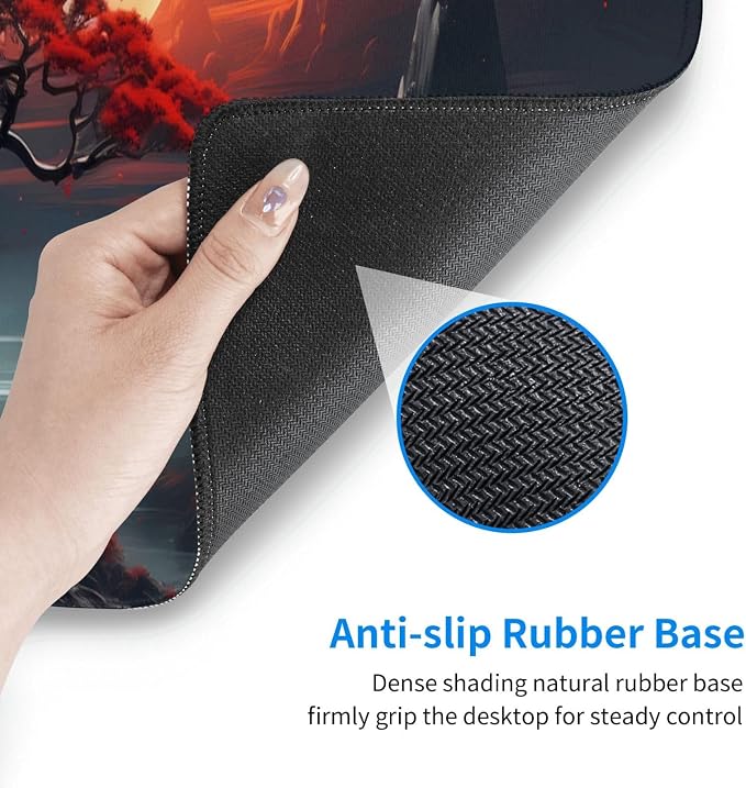 Darkness Red Moon Desk Mat Japanese Mouse Pad, Large Japanese Desk Mat - Image 4