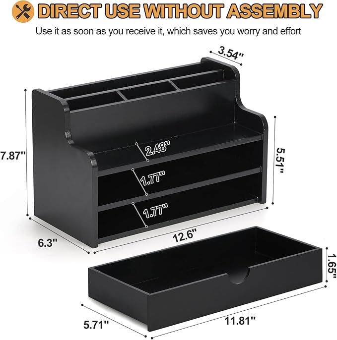 Mail Organizer Countertop, 4 Slots Desk Organizer - Image 2