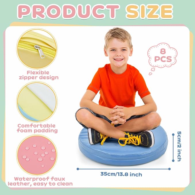 Juexica 8 Pcs Extra Thick Flexible Seating Floor Cushions Assorted Colored - Image 2