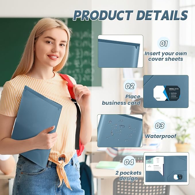 Henoyso 36 Pack Blue Gray Plastic Folders - Image 3