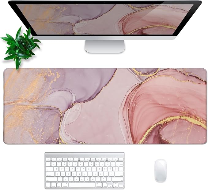 Rose Gold Marble Mouse Pad Abstract Marble Mouse Pad 31.5x11.8 Inch Texture - Image 2