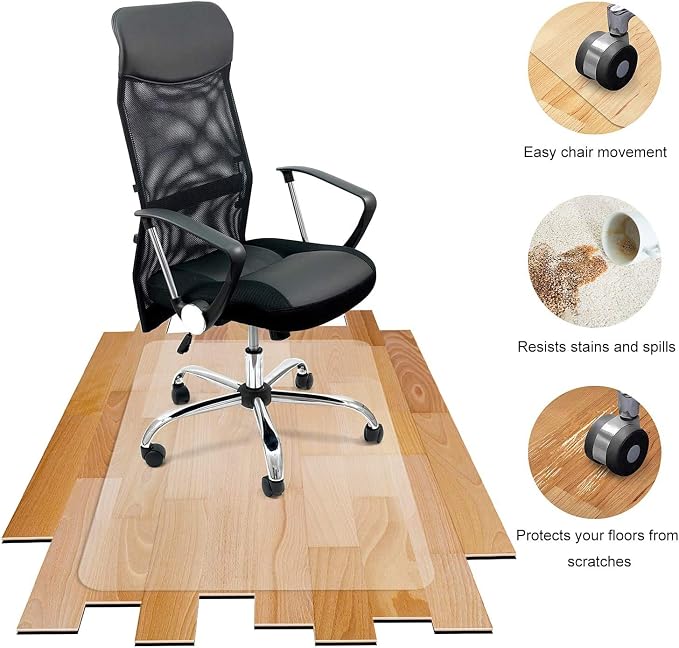 Azadx Large Chair Mat for Hardwood Floor 46 x 53'' Office Chair Mat for Hard - Image 6