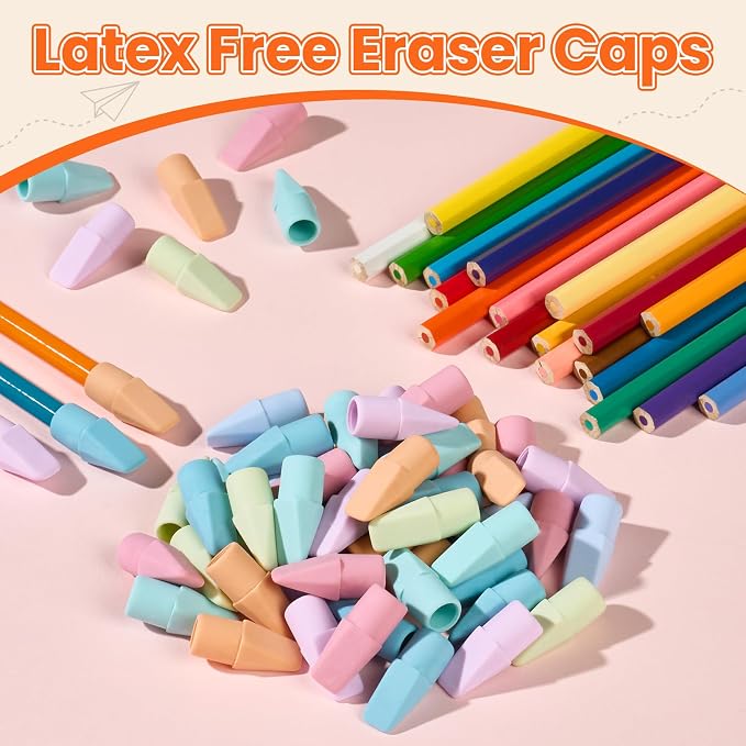 120 Pack Erasers for Kids, Sooez Pencil Top Erasers, Eraser Caps, Cap Toppers - Image 5