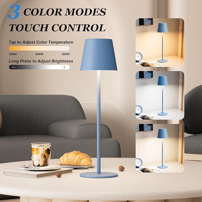 Kakanuo Cordless Table Lamp Rechargeable Blue - Image 2