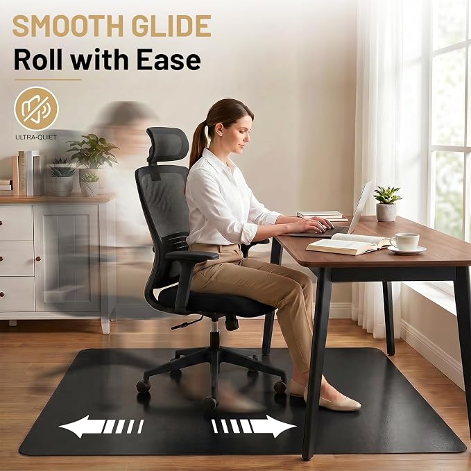 Black Office Chair Mat for Hardwood Floors 36" x 48", Heavy Duty Floor - Image 5