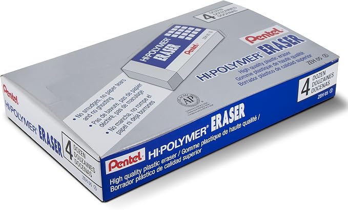 Pentel Hi-Polymer Block Eraser, Box of 48 - Image 3