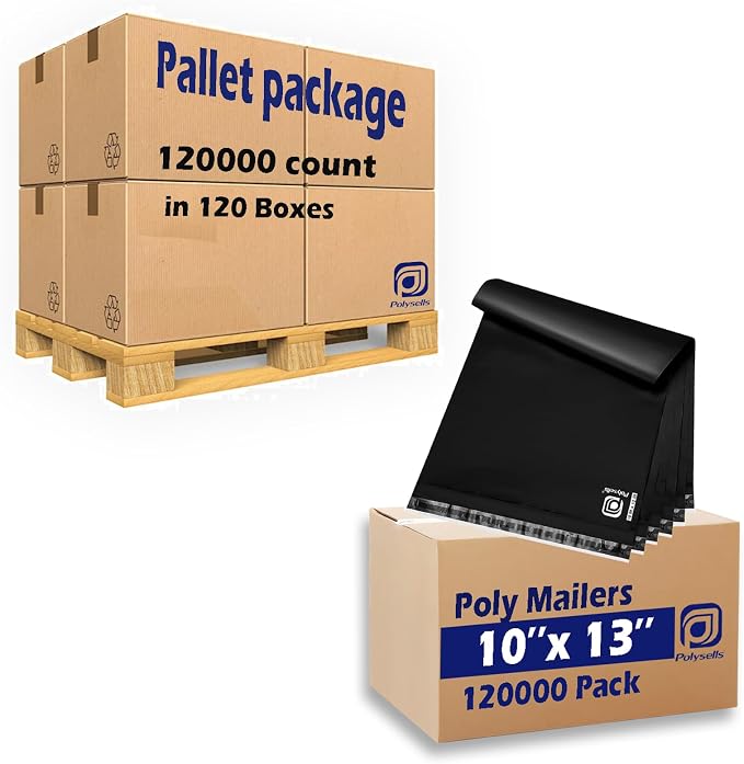 POLYSELLS 120000 pcs 10x13 Inches Black Bulk Poly Mailers Shipping Envelopes by POLYSELLS