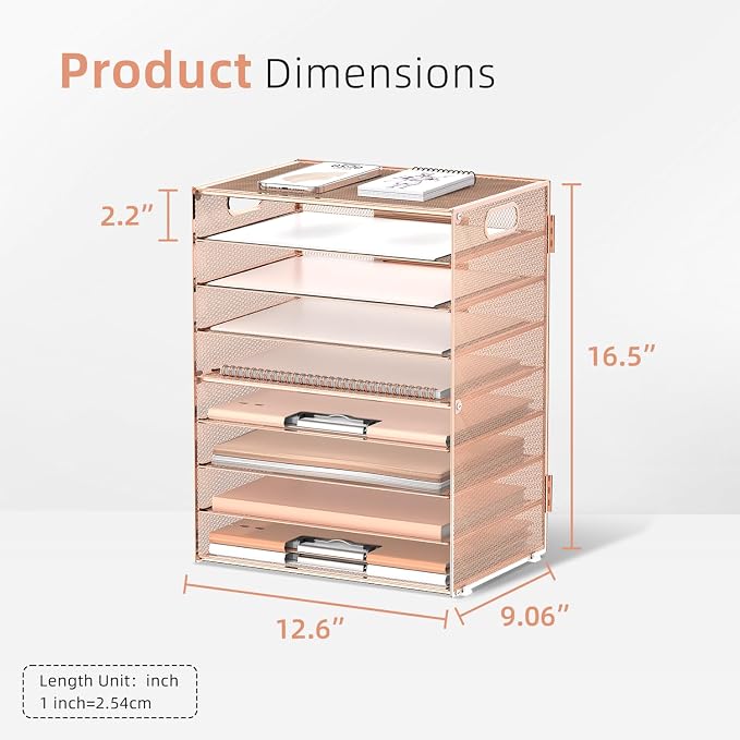 DALTACK 9-Tier Paper Organizer for Desk, Mesh Letter Tray Desk Organizer - Image 6