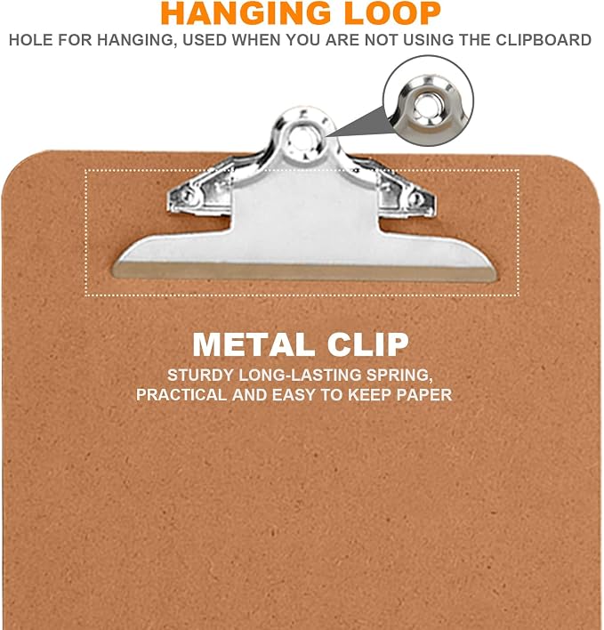HERKKA 18 Pack Hardboard Office Clipboards - Image 3