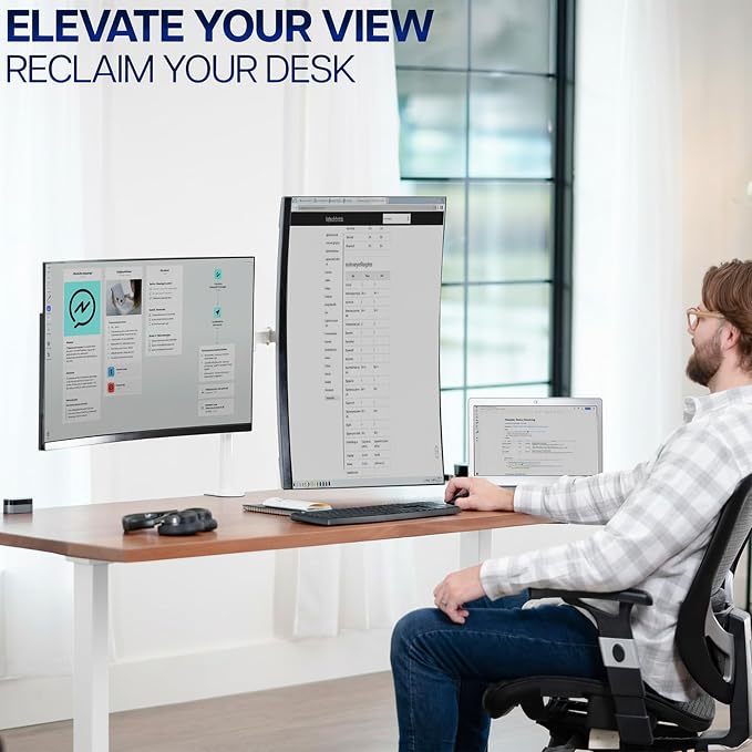VIVO Dual Monitor Desk Mount, Heavy Duty Fully Adjustable Stand, Fits 2 LCD LED - Image 9