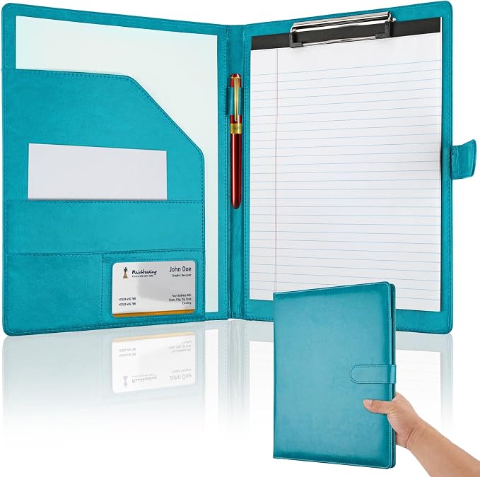Professional Padfolio with Clipboard, Faux Leather Portfolio Folder Binder by MOWPOG