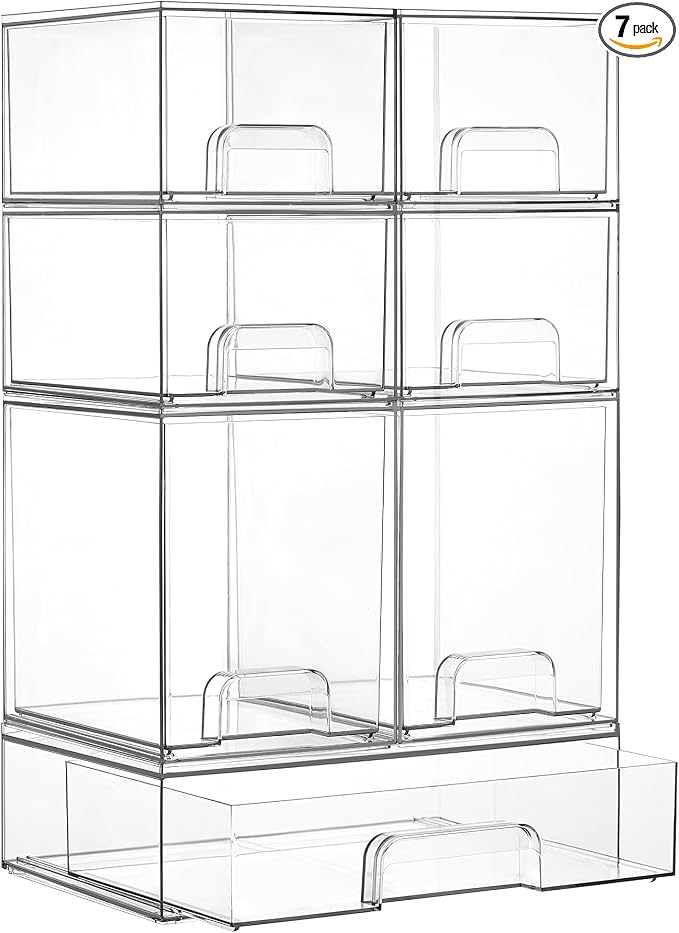 Vtopmart Stackable Storage Drawers Set of 7, Beauty Supplies Storage, Pantry by Vtopmart