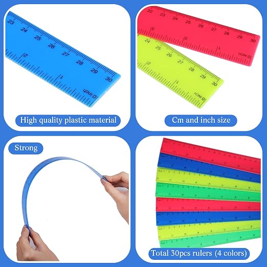 Zonon 30 Pcs Wooden Rulers Bulk 12 Inch Ruler - Image 3