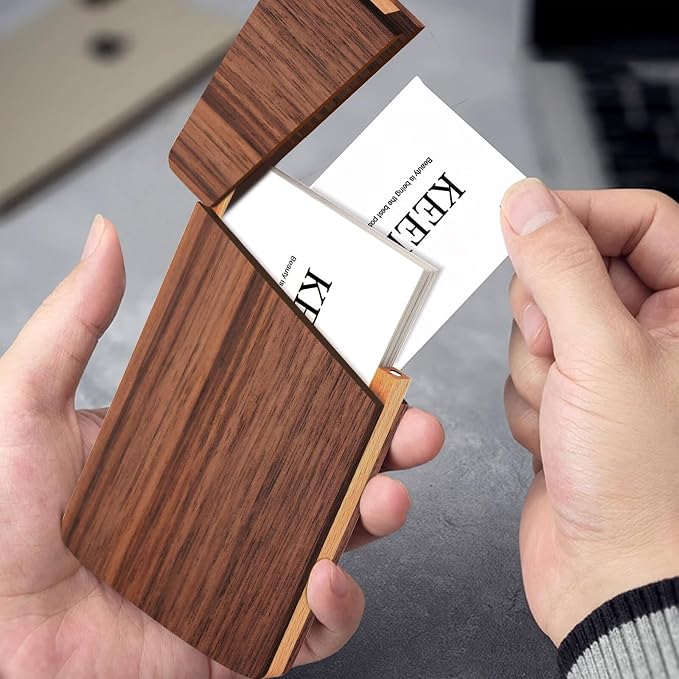 Wood Business Card Holders Wooden Business Card Case Name Card Holder Walnut - Image 6