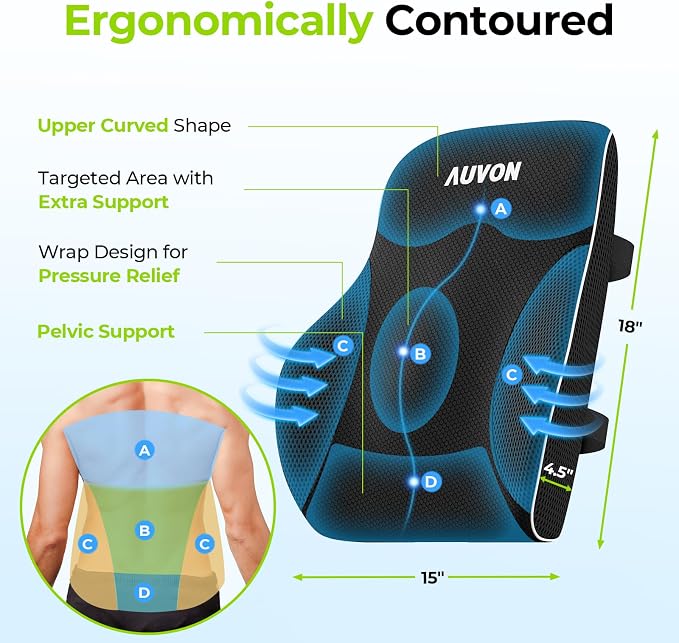 AUVON Lumbar Support Pillow for Office Chair - Image 3