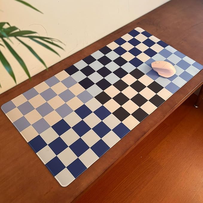 Checkered Desk Mat Blue Large Mouse Pad - Image 7