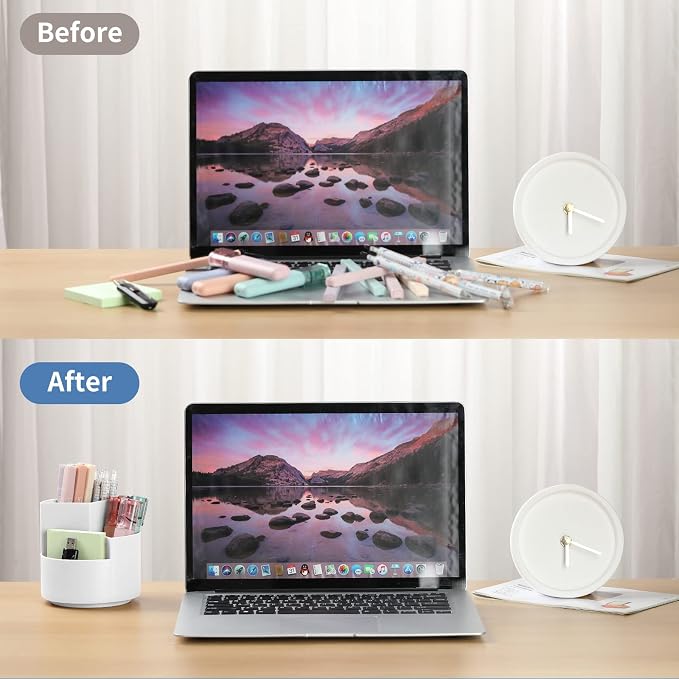 Desk Pencil Pen Holder, 3 Slots 360-Degree Spinning Organizers, Desktop Storage - Image 4