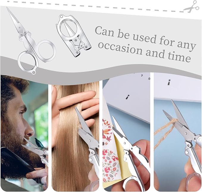 8 Pcs Stainless Steel Small Folding Scissors, Pocket Portable Foldable Travel - Image 6