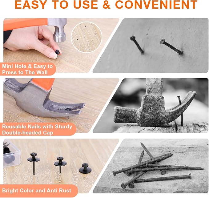 50 PCS Push Pins Picture Hangers Wall Hooks, Double Headed Thumb Tacks Without - Image 5
