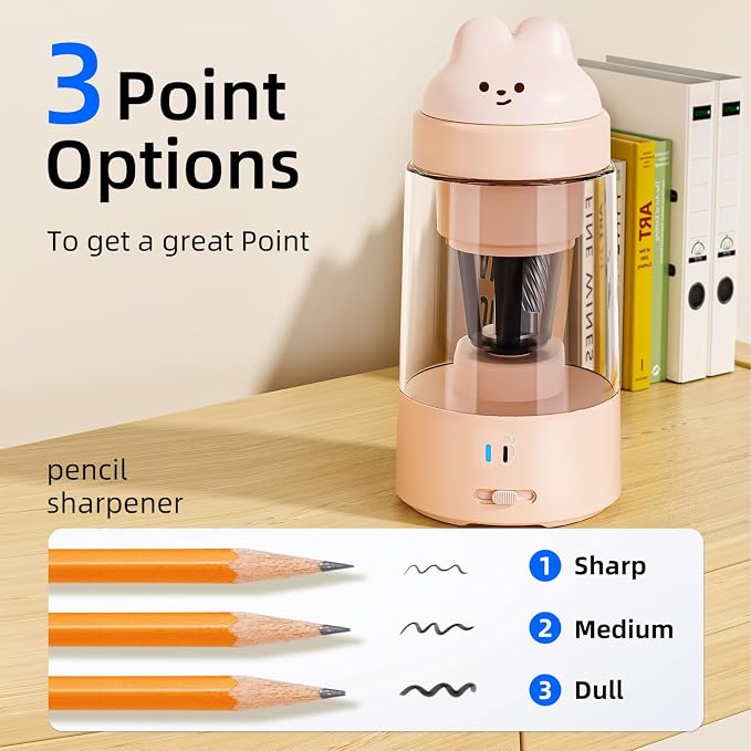 Zmol Electric Pencil Sharpeners, Auto in & Out，Fully Automatic Rechargeable - Image 3