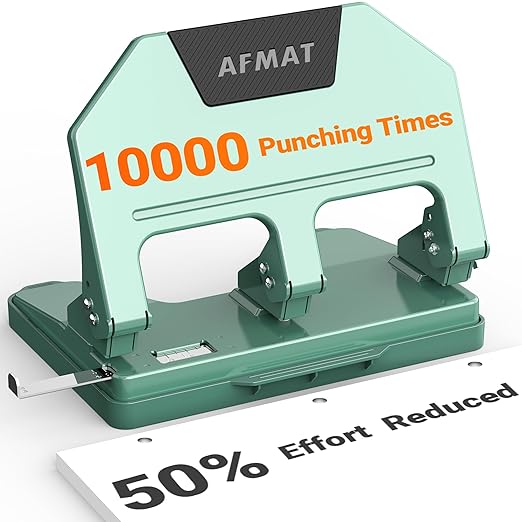 AFMAT 3 Hole Punch, 9/32" Holes, 40-Sheet 3 Hole Puncher by AFMAT